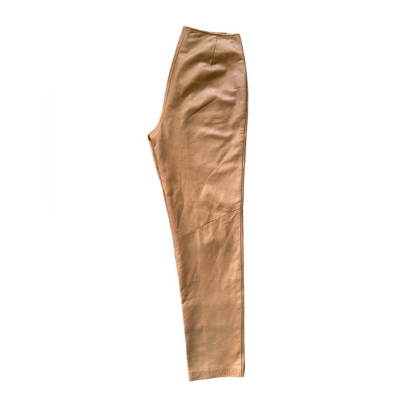 DANIER Caramel Brown Lamb Leather Pants - Picture 4 of 14